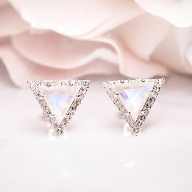 ROSE GOLD  MOONSTONE EARRINGS - ICONIC DELTA